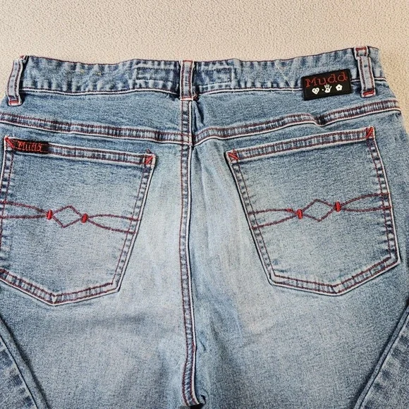 Y2K Mudd Jeans Bell Bottom Flare Denim pant Women's 28 Blue Wash Snap Button‎ - Picture 6 of 17